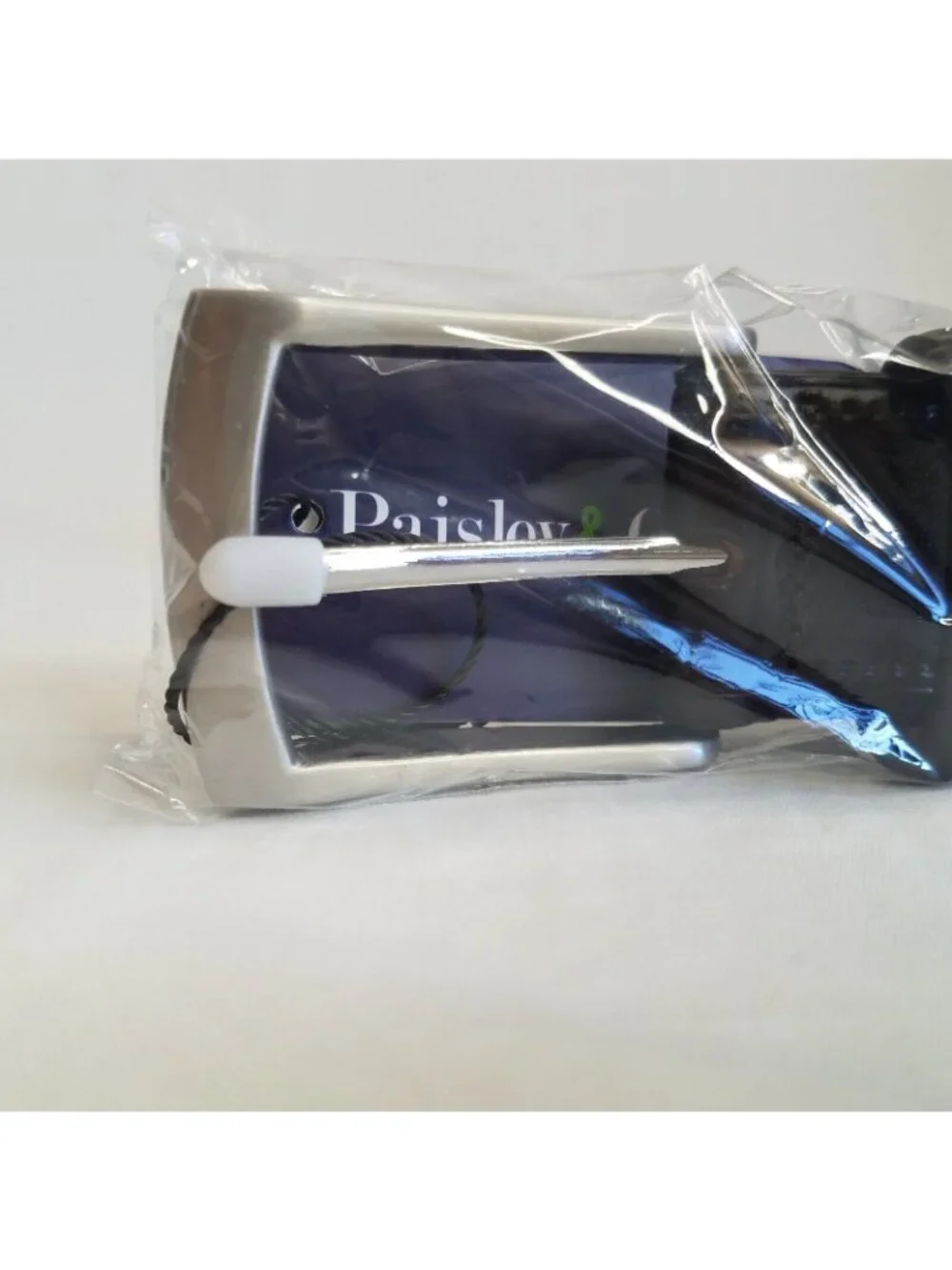 Paisley & Gray Mens Dark Brown Leather Belt SIZE 36 Brushed Silver Tone Buckle